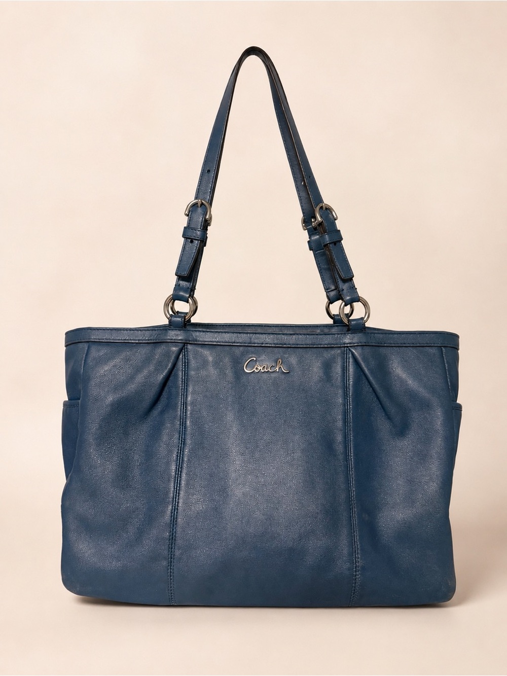 Coach Gallery East West Blue Leather Tote Shoulder Bag F17722